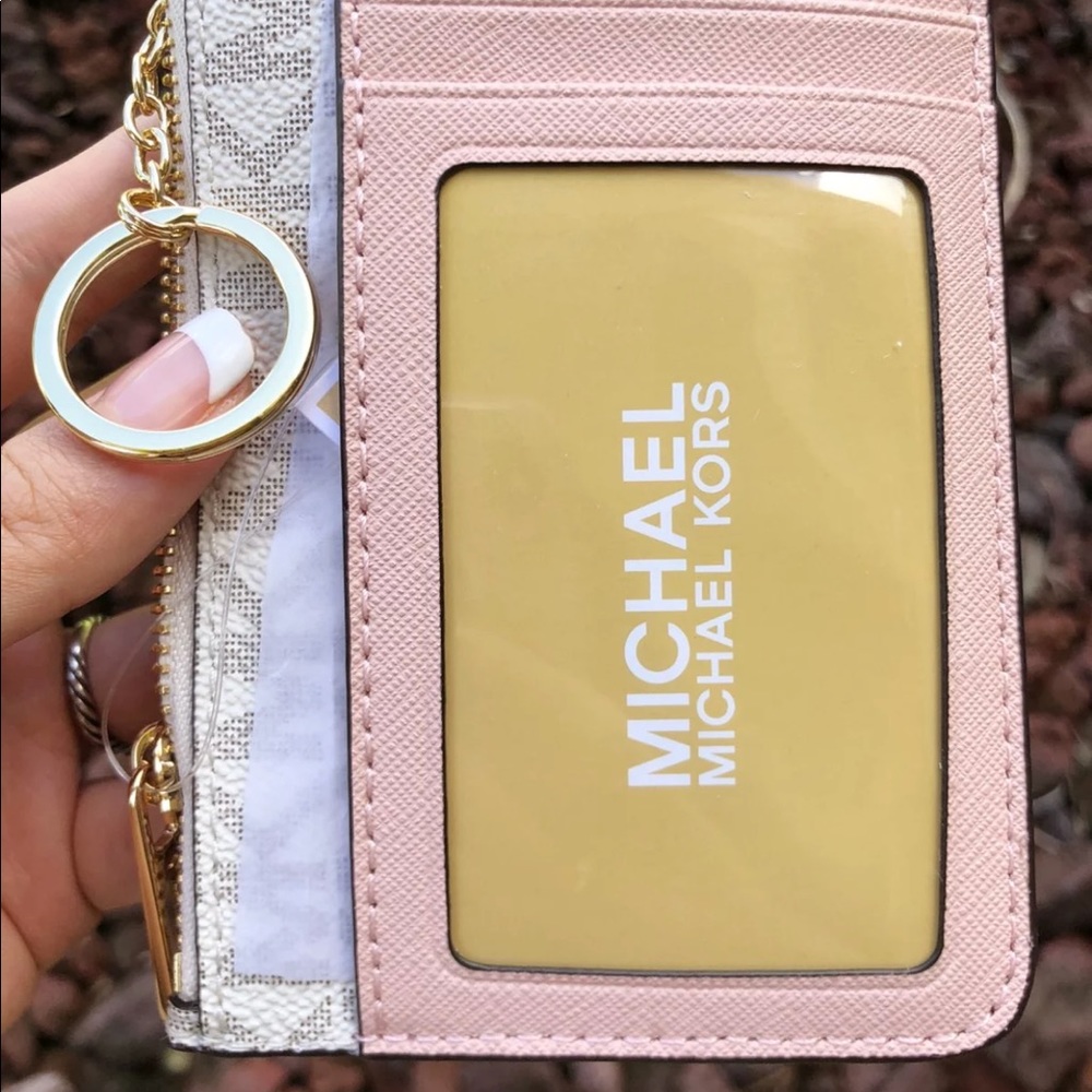 🌸NWT Michael Kors Key Ring Card Holder Pink - Picture 4 of 7